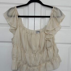 Express Ivory Ruffle Blouse
